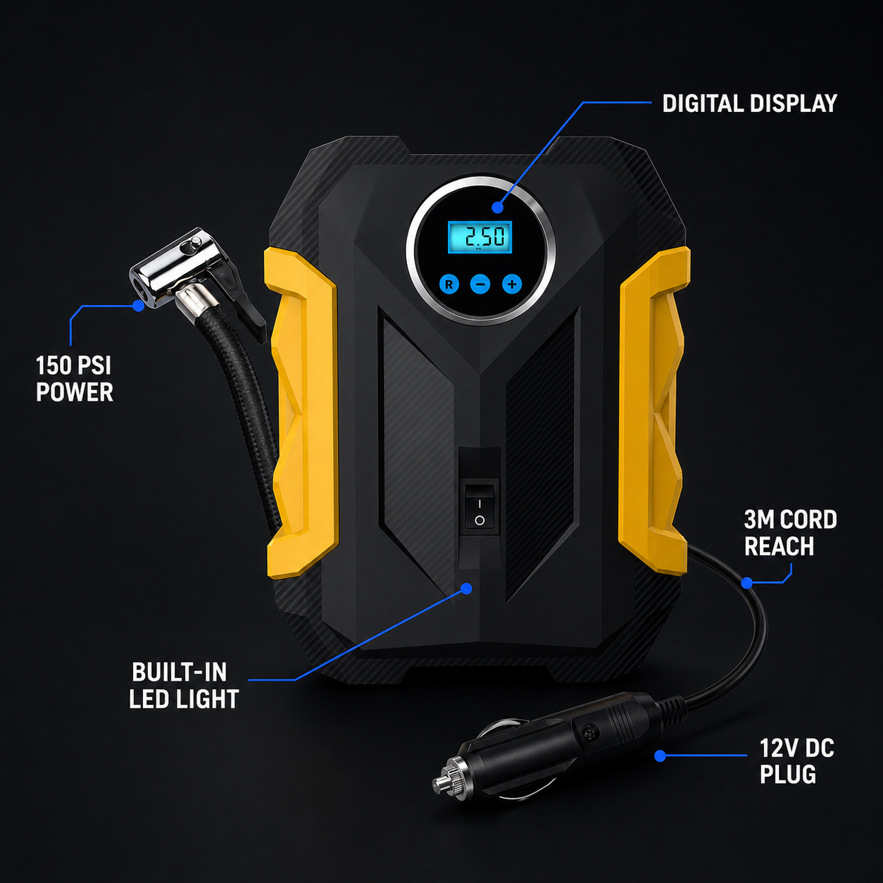 AirCore 150 PSI Digital Tire Inflator – Emergency Car Air Pump